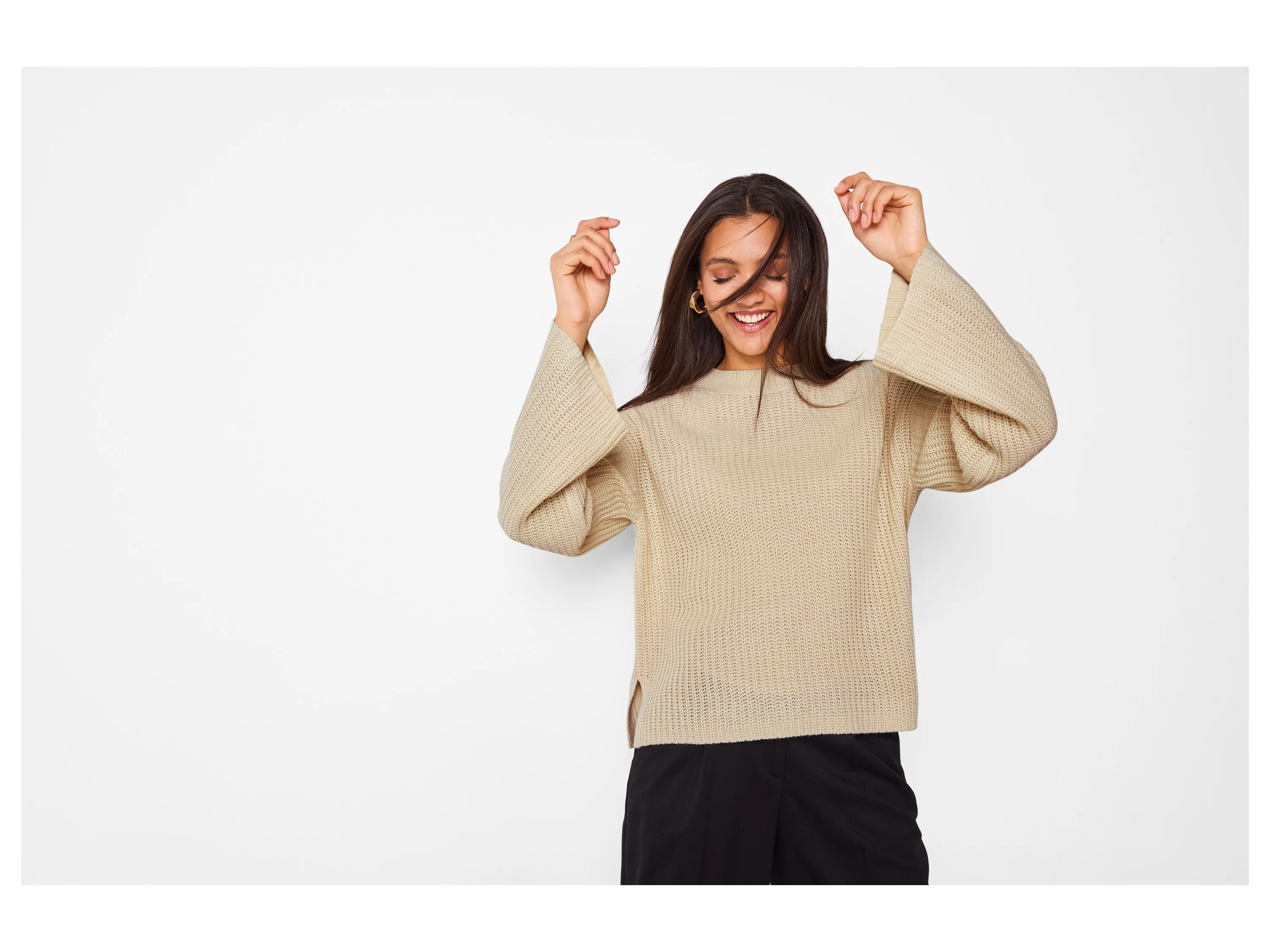 ESMARA® Damen Pullover Strukturstrick (Beige, S(36/38)) – Bild 2 von 4