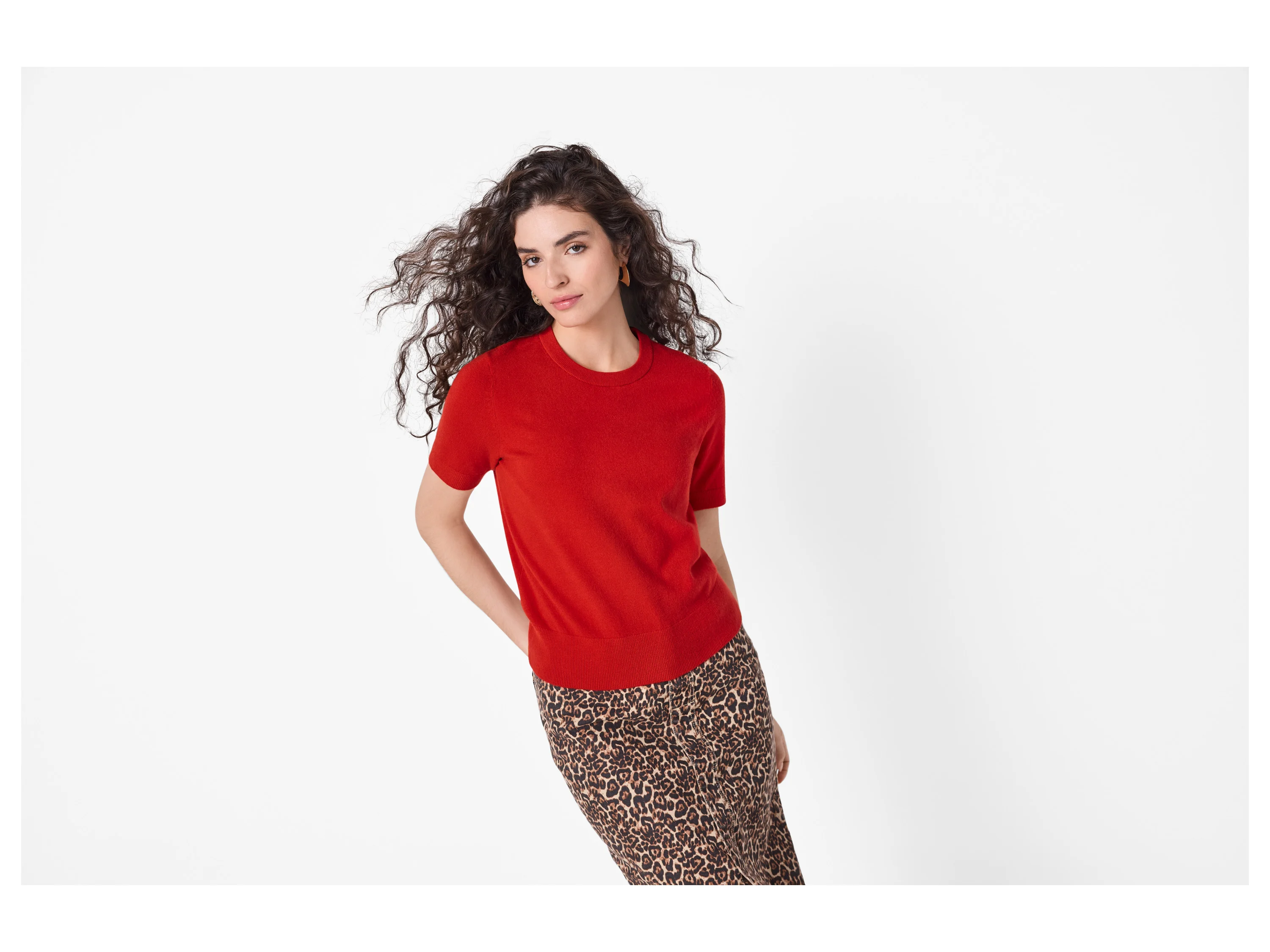 ESMARA® Damen Pullover verlängerter Kurzarm (Rot, S(36/38)) – Bild 2 von 4