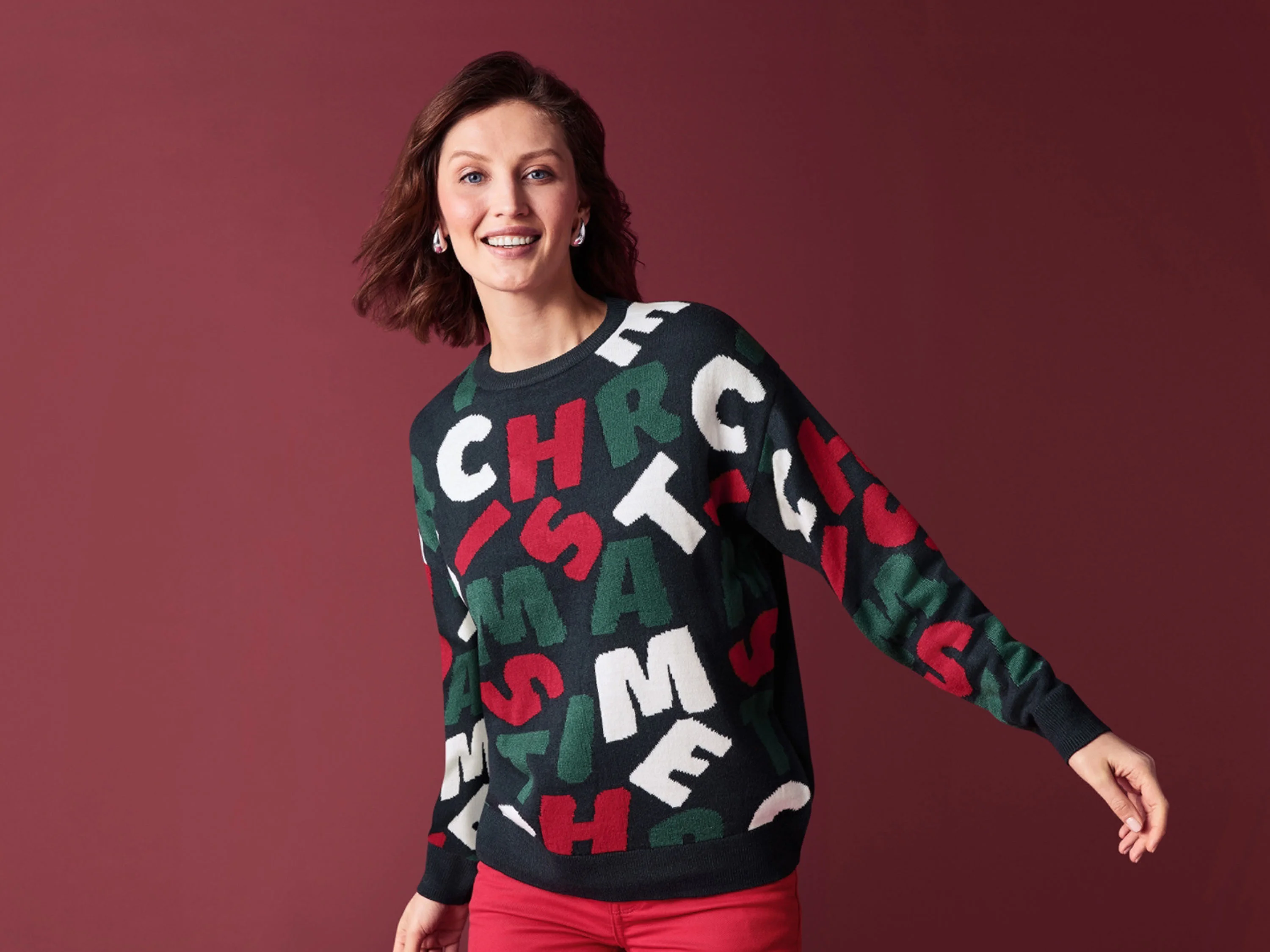 ESMARA® Damen Pullover Weihnachten (Marine, S (36/38)) – Bild 2 von 3