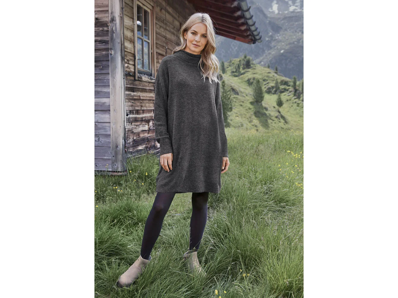 ESMARA® Damen Pulloverkleid Grobstrick (Dunkelgrau, XS(32/34)) – Bild 3 von 3