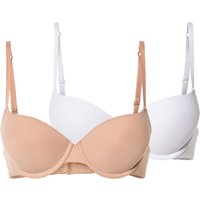 ESMARA® Damen Push Up BHs 2er Set (beige/weiß, 85B)
