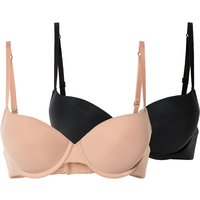 ESMARA® Damen Push Up BHs 2er Set (schwarz/beige, 80B)