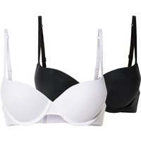 ESMARA® Damen Push Up BHs 2er Set (Schwarz/weiß, 85B)