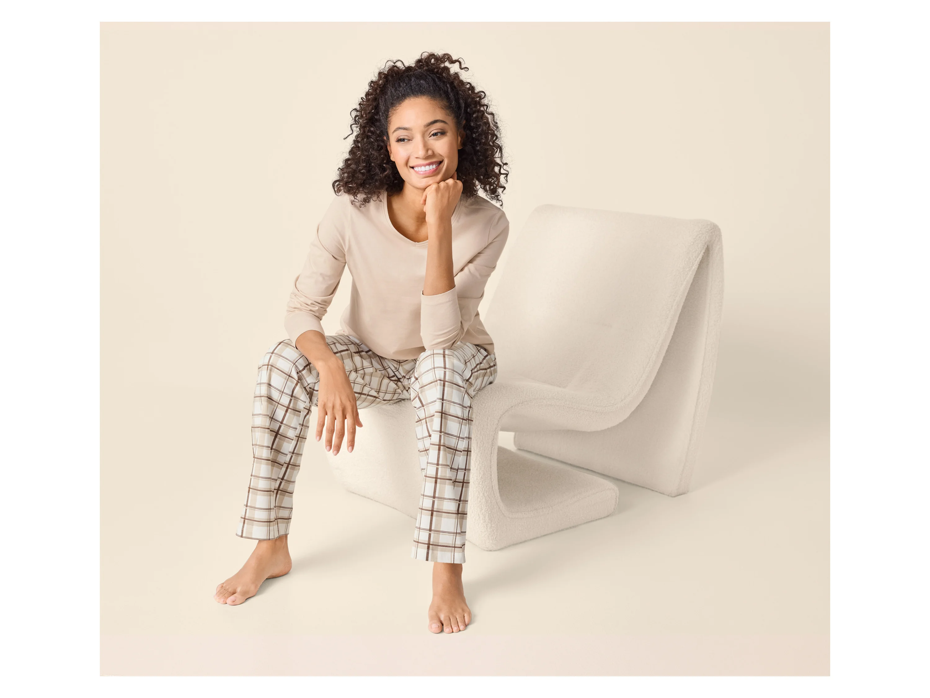 ESMARA® Damen Pyjama (Beige, XS (32/34)) – Bild 2 von 4