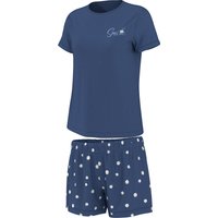 ESMARA® Damen Pyjama (Blau, XS(32/34))