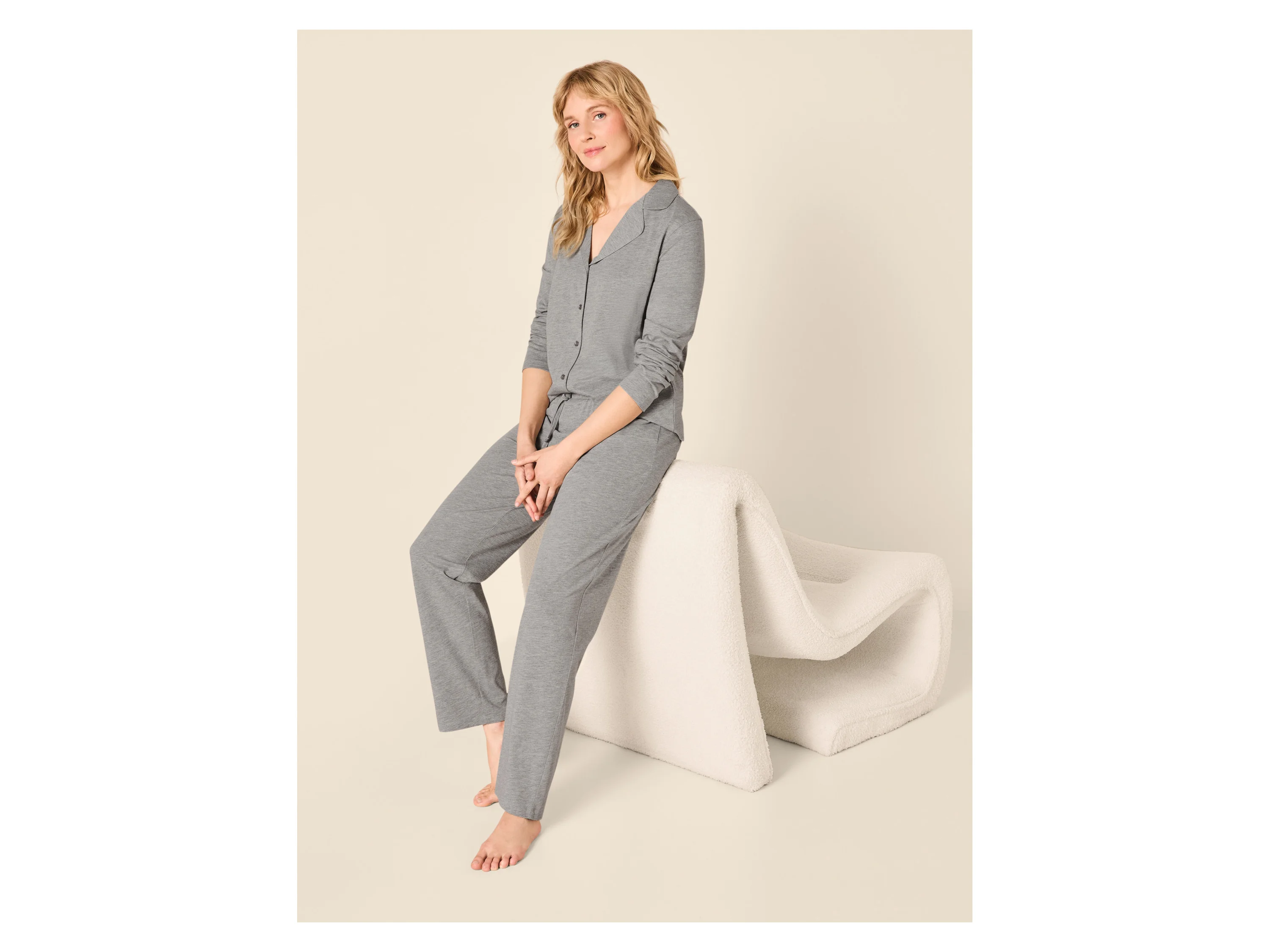 ESMARA® Damen Pyjama (Grau, S(36/38)) – Bild 3 von 4