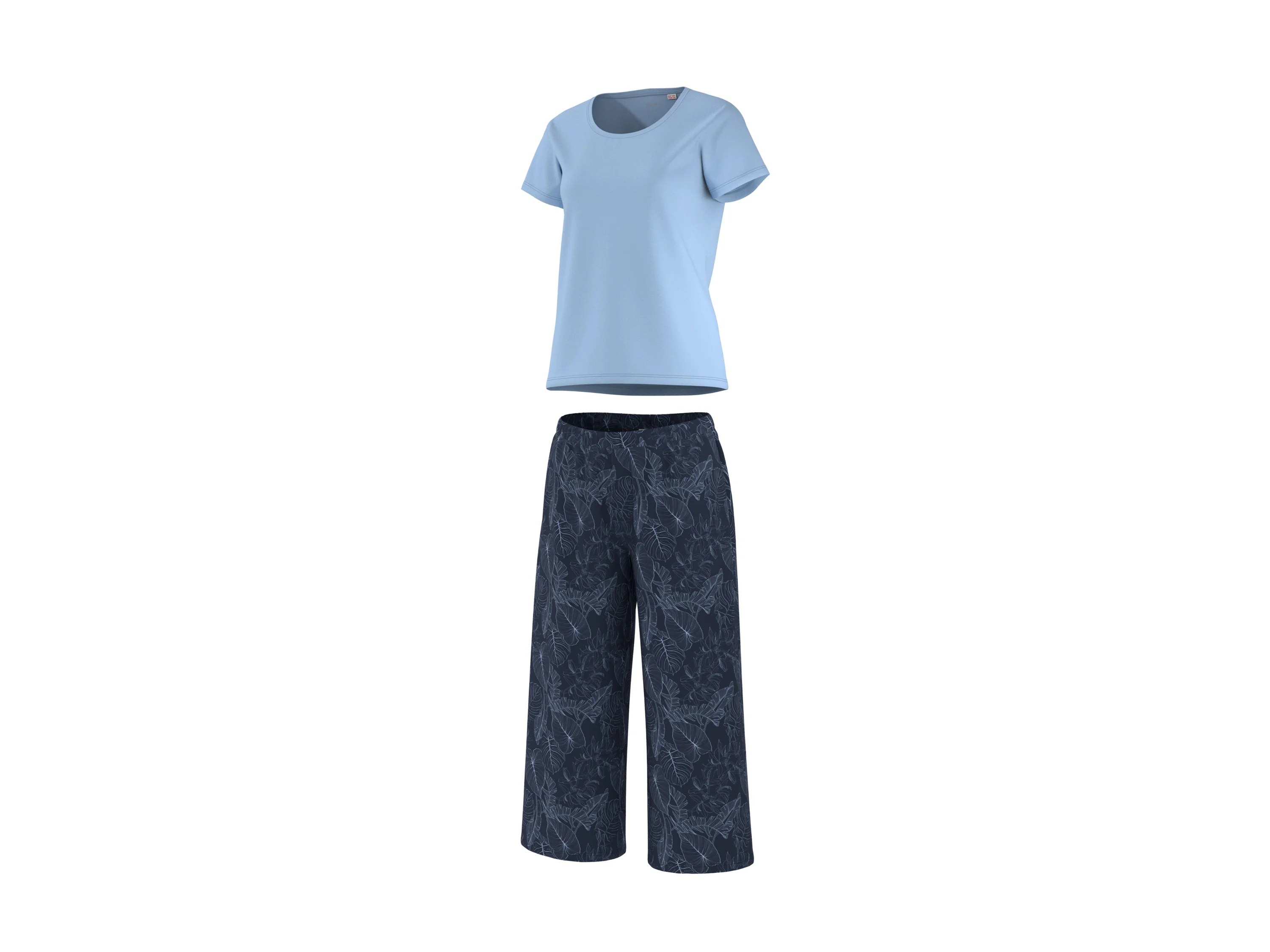 ESMARA® Damen Pyjama (hellblau/navy, M(40/42)) – Bild 3 von 4