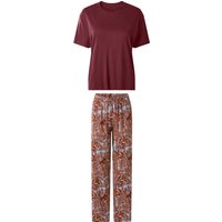 ESMARA® Damen Pyjama kurz/lang (Bordeaux, M(40/42))