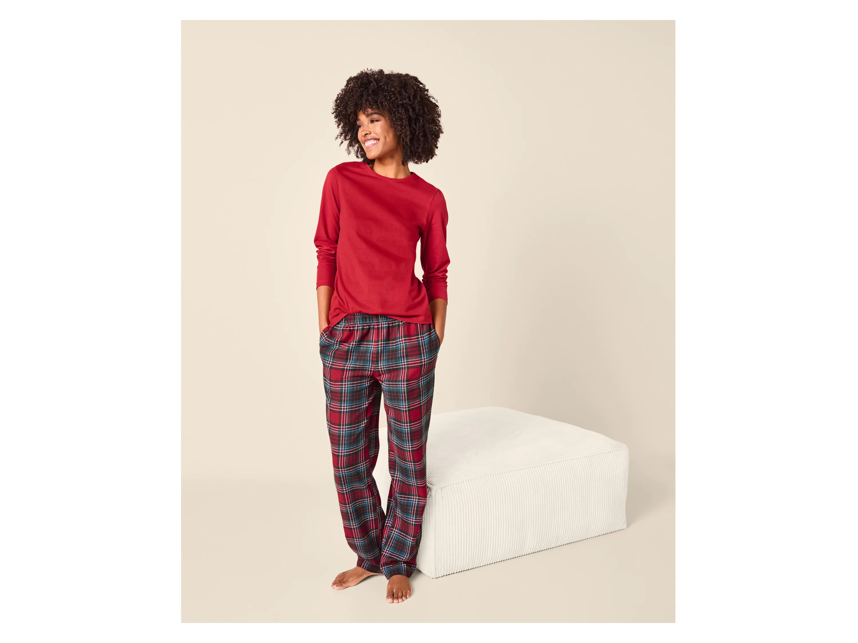 ESMARA® Damen Pyjama (Rot, L (44/46)) – Bild 2 von 4
