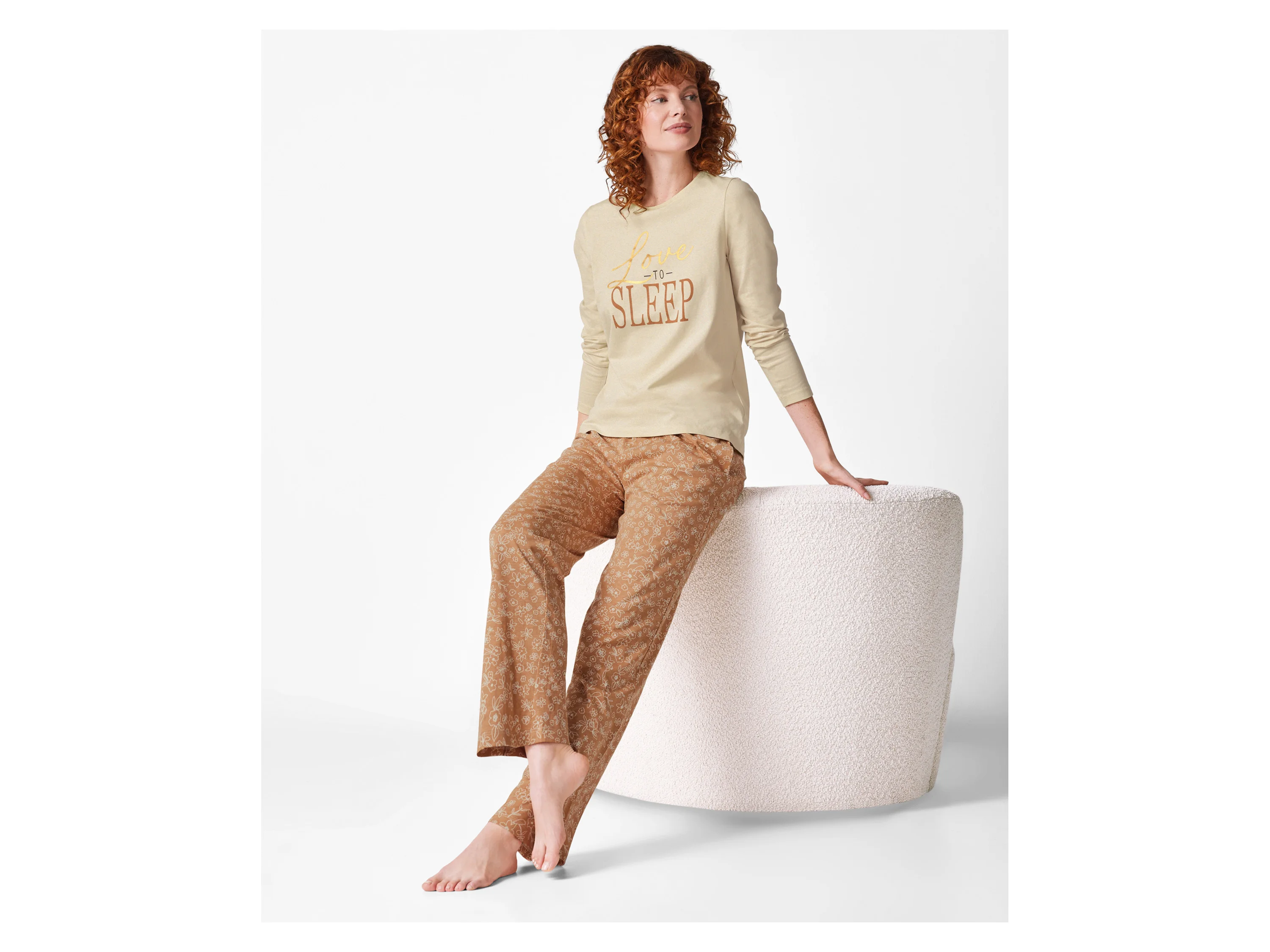 ESMARA® Damen Pyjama (weiß/braun, XS(32/34)) – Bild 2 von 4