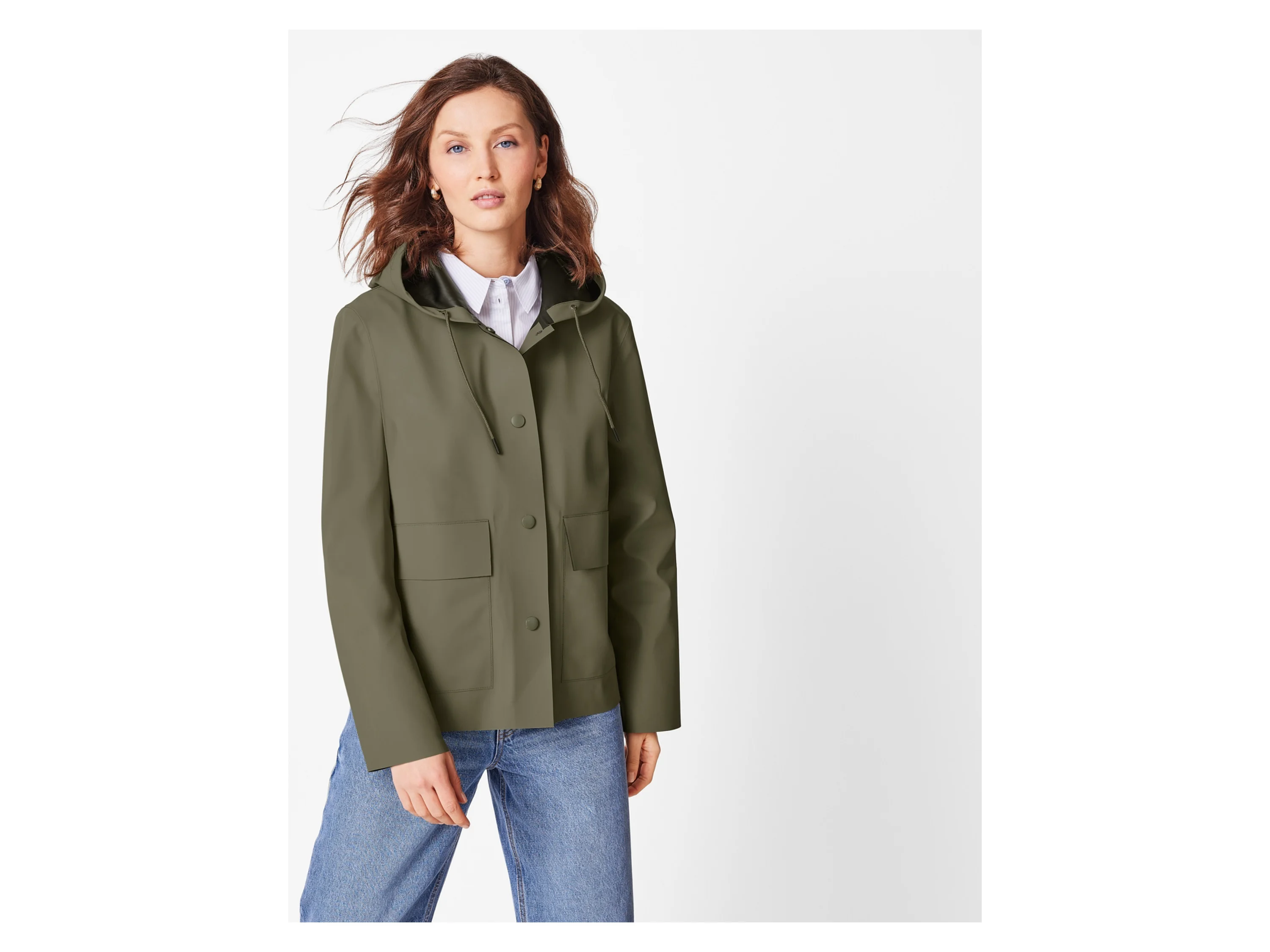 ESMARA® Damen Regenjacke, wind- und wasserdicht (Olive, L(44/46)) – Bild 2 von 3