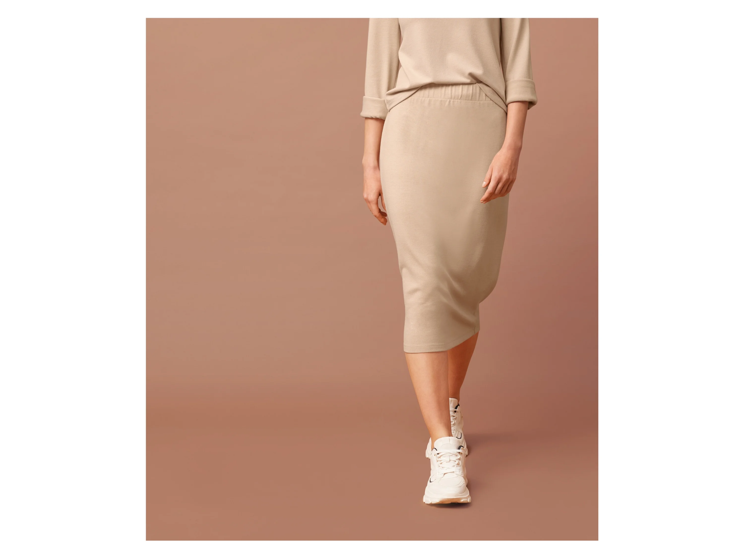 ESMARA® Damen Rock Midi (Beige, M(40/42)) – Bild 2 von 3