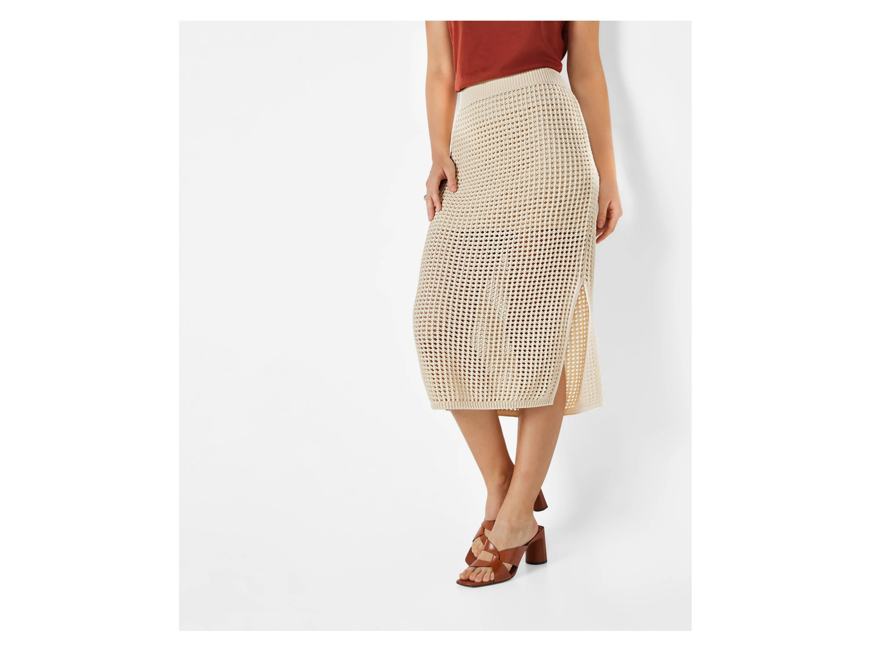 ESMARA® Damen Rock Midi (Beige, L(44/46)) – Bild 2 von 4