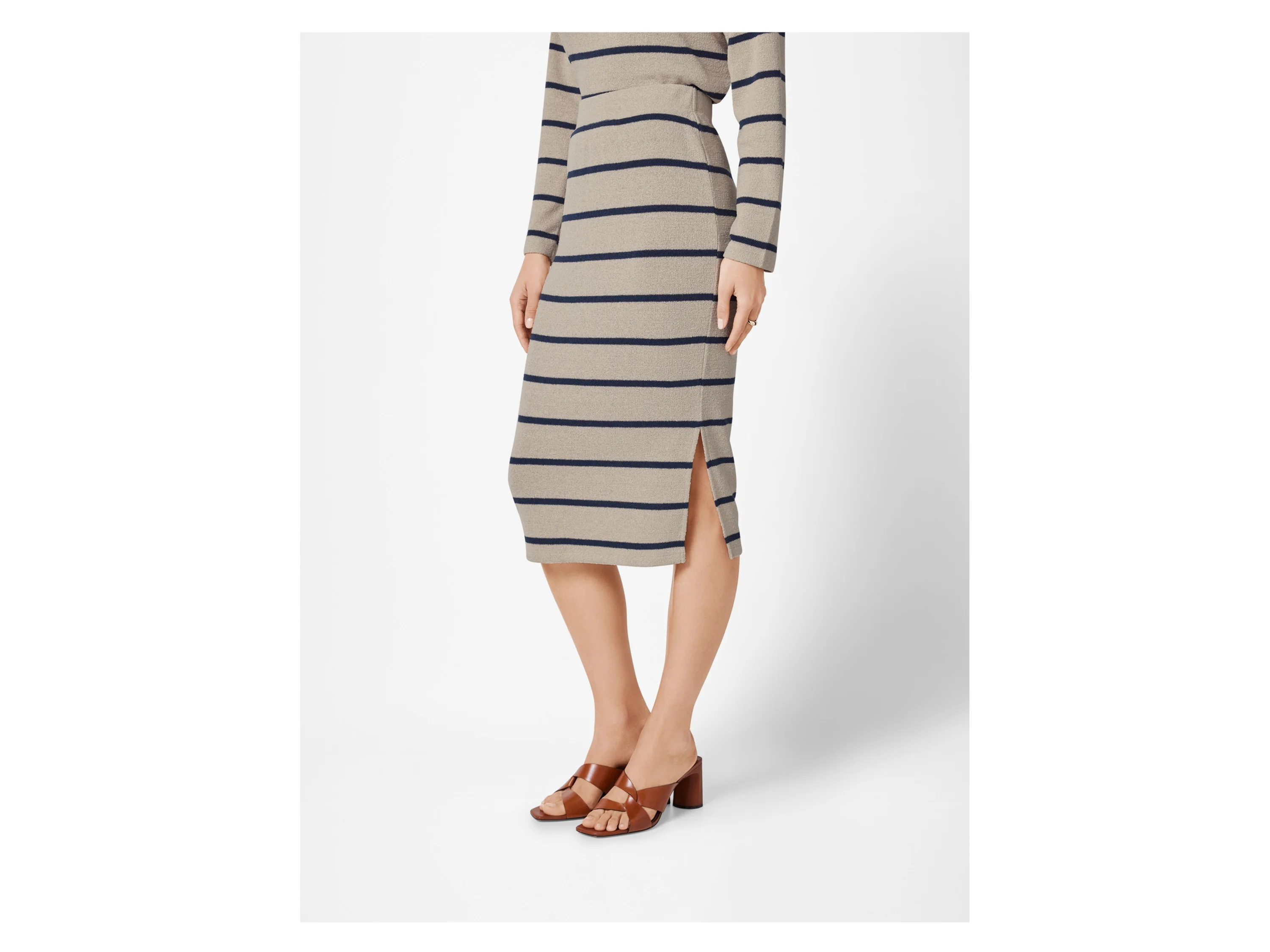 ESMARA® Damen Rock Midi (beige/marine, M(40/42)) – Bild 2 von 4