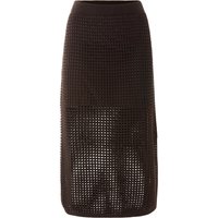 ESMARA® Damen Rock Midi (Braun, M(40/42))