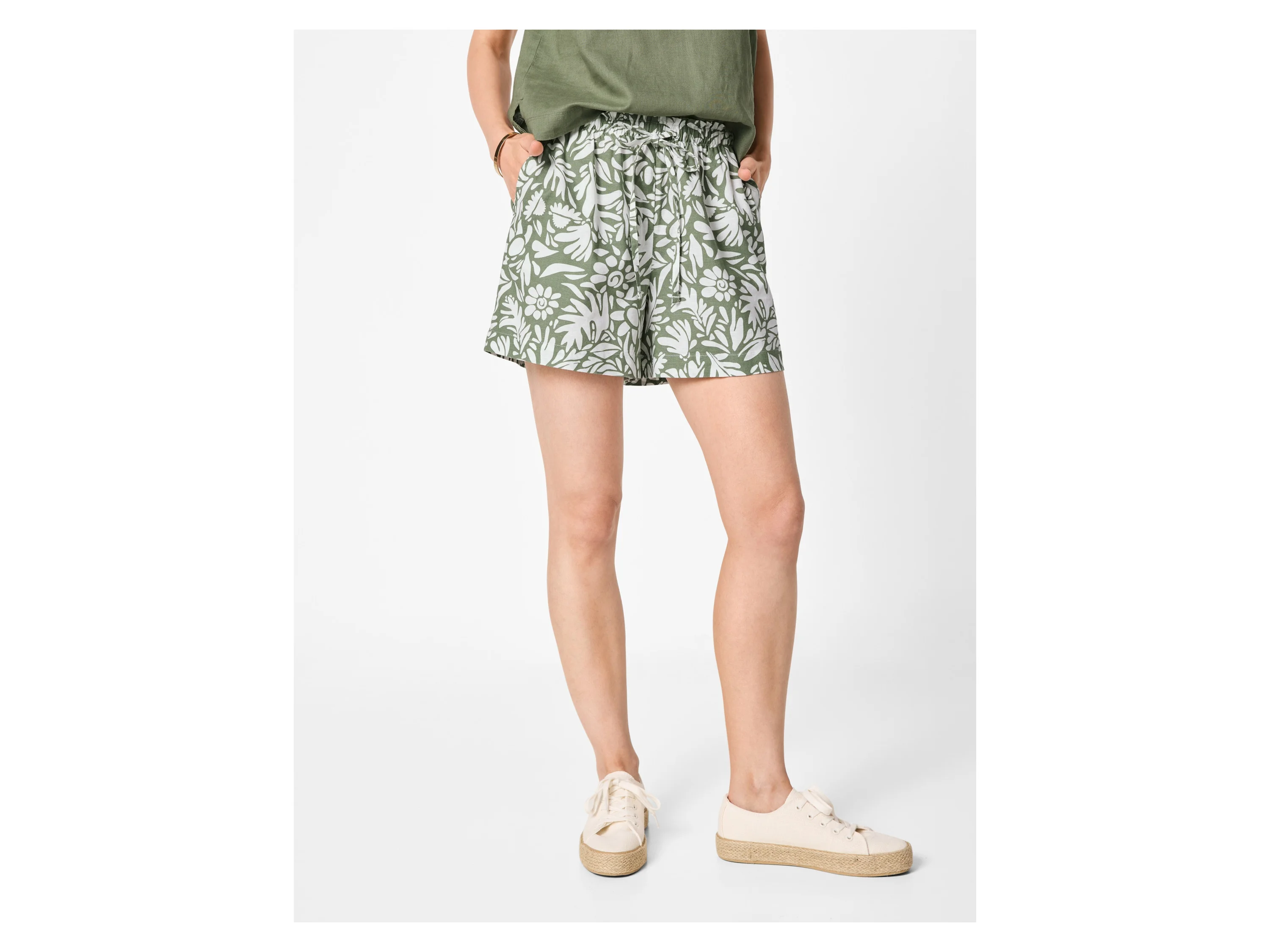 ESMARA® Damen Shorts mit Leinen (Gemustert, M (40/42)) – Bild 2 von 4
