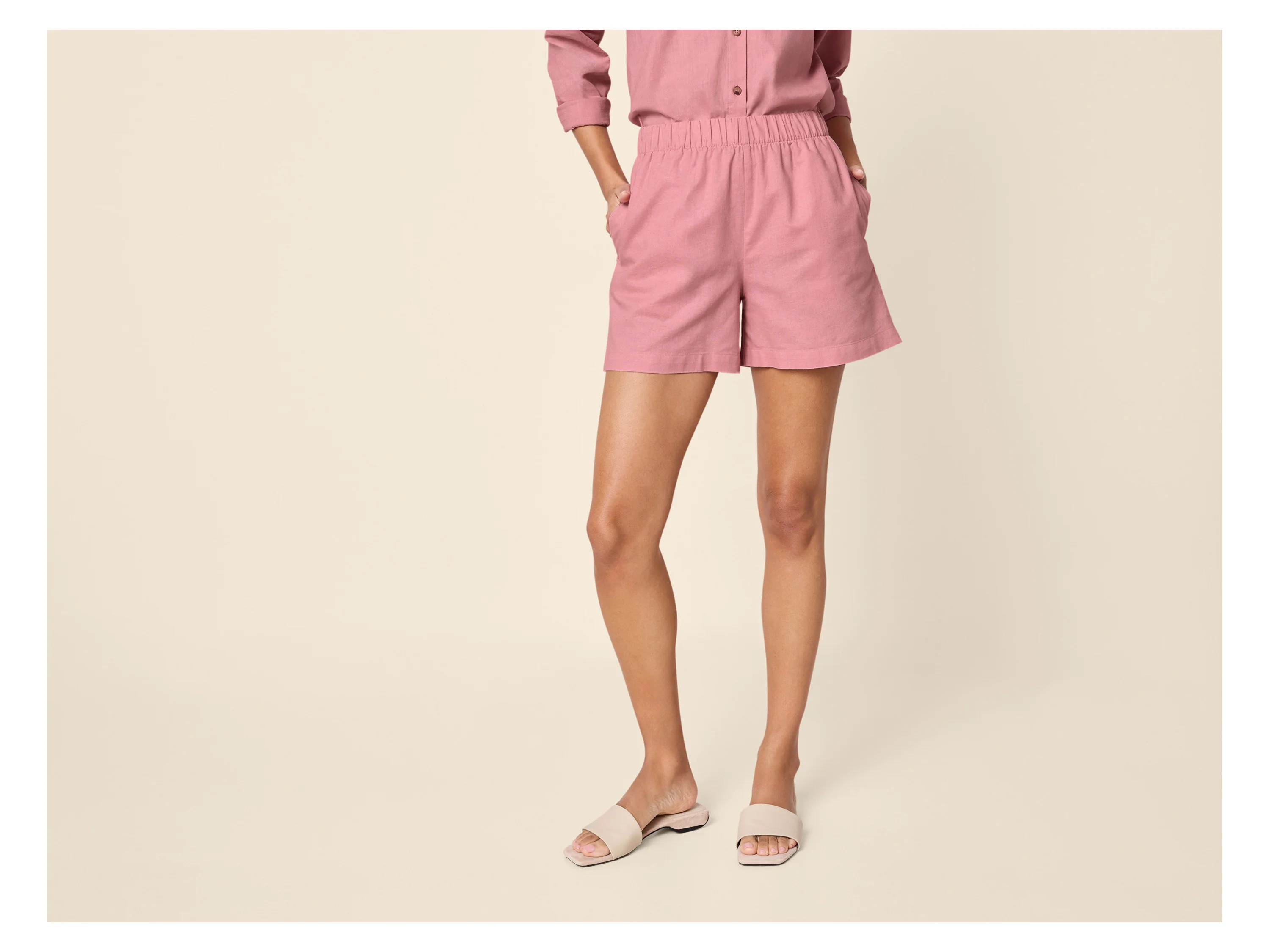 ESMARA® Damen Shorts mit Leinen (Pink, XS(32/34)) – Bild 2 von 3