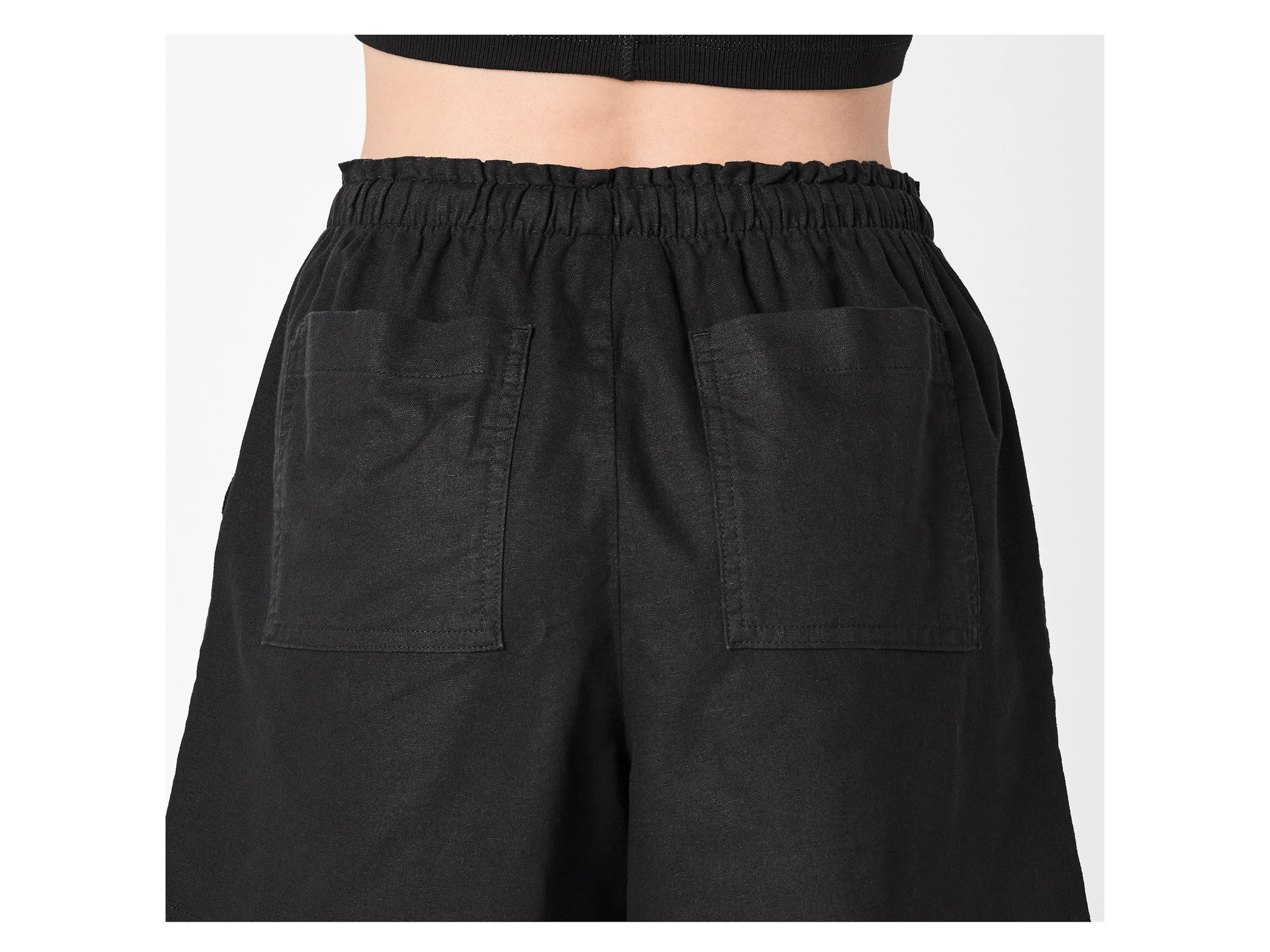 ESMARA® Damen Shorts mit Leinen (Schwarz, S (36/38)) – Bild 4 von 4