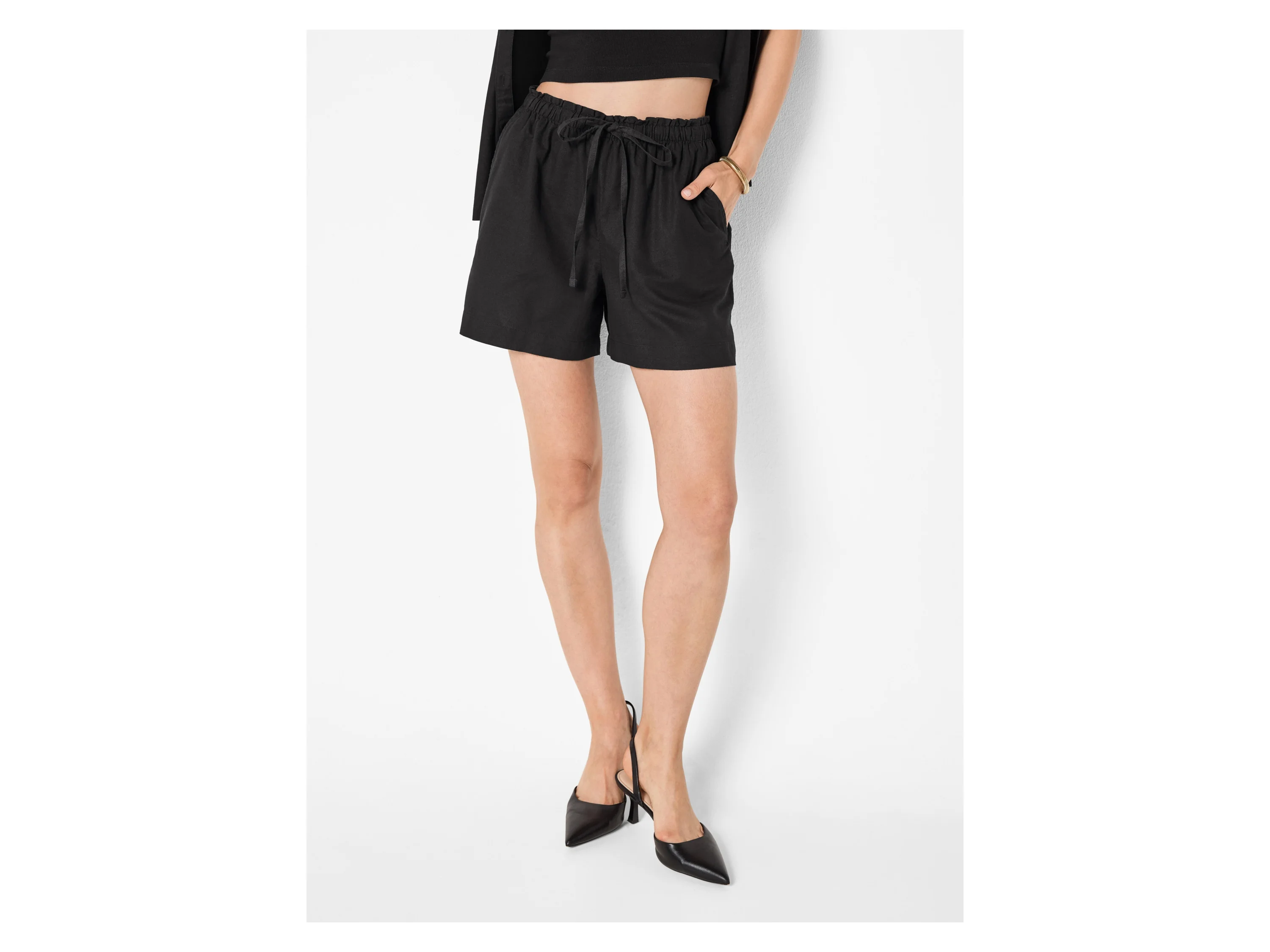 ESMARA® Damen Shorts mit Leinen (Schwarz, XS (32/34)) – Bild 2 von 4