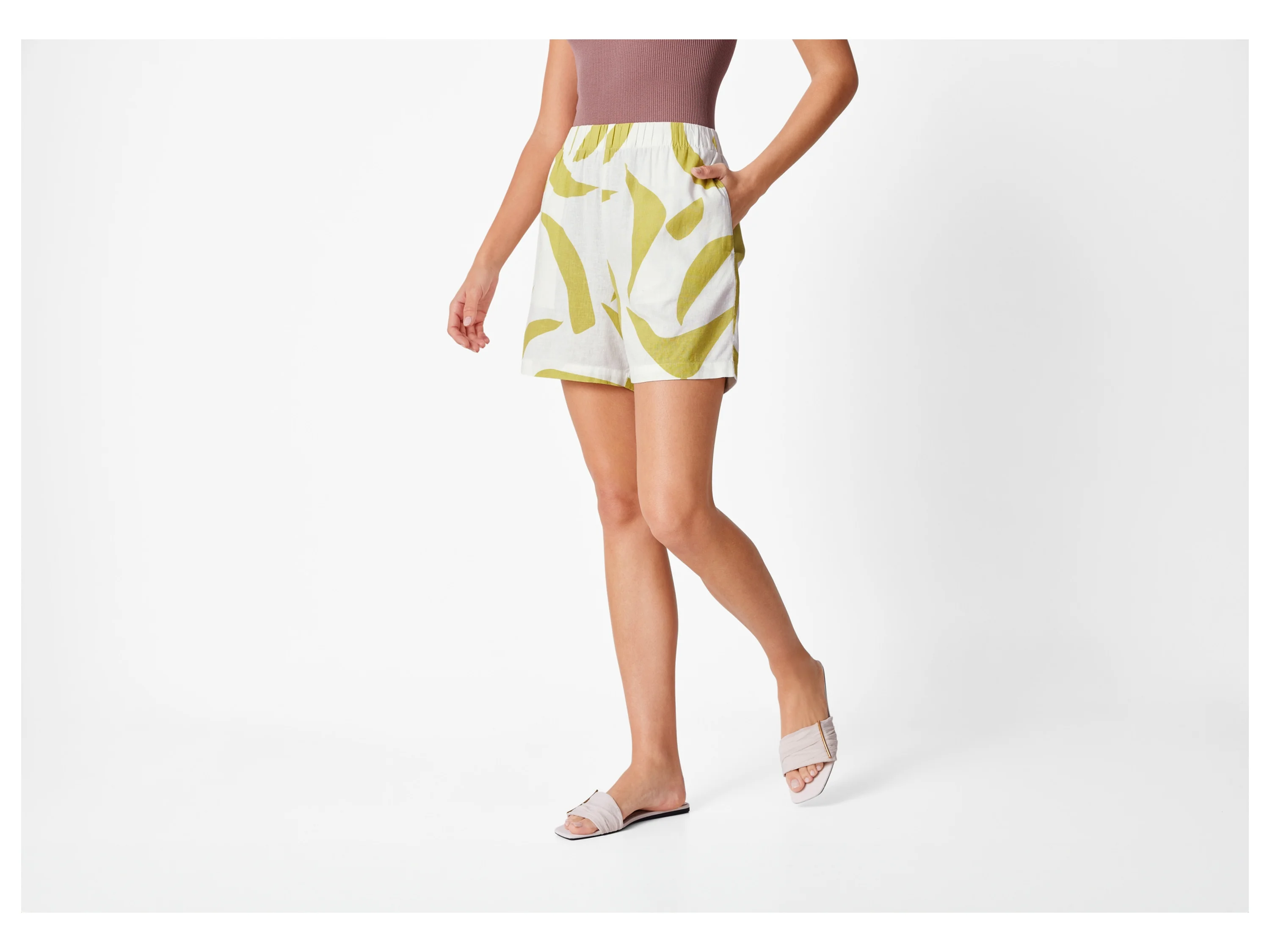 ESMARA® Damen Shorts mit Leinen (Weiß, 38) – Bild 2 von 4
