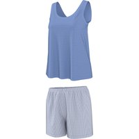 ESMARA® Damen Shorty Pyjama mit Leinen (Blau, XS(32/34))