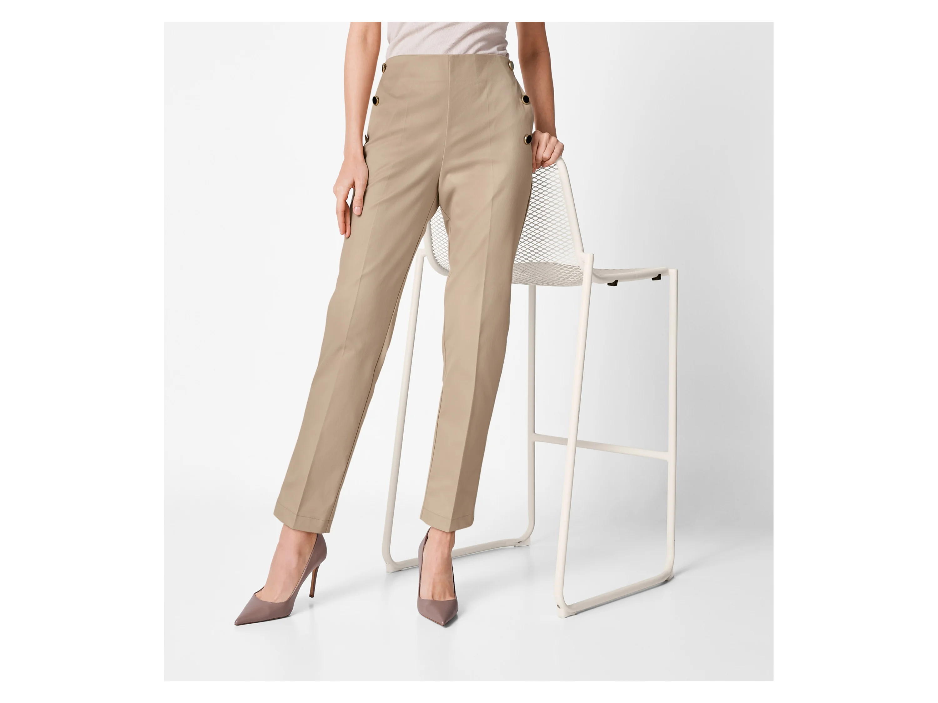 ESMARA® Damen Slacks, mit Bügelfalte (Beige, 36) – Bild 2 von 3