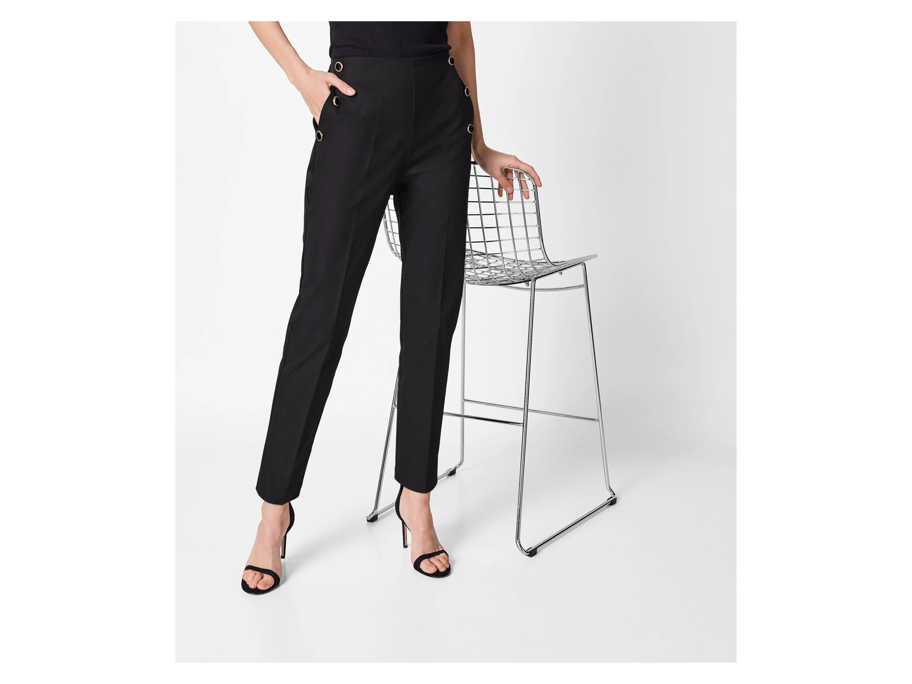 ESMARA® Damen Slacks, mit Bügelfalte (Schwarz, 34) – Bild 2 von 3