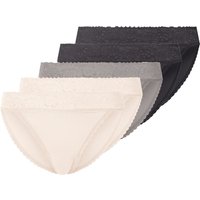 ESMARA® Damen Slips, 5 Stück (grau/creme, L(44/46))