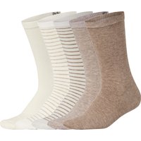 ESMARA® Damen Socken, 5 Stück (creme/Streifen/beige/hellbeige, 39-42)