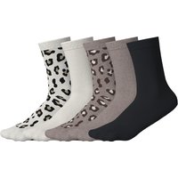 ESMARA® Damen Socken / Gerippte Socken, 5 Paar (gemustert/weiß/beige/schwarz, 35-38)