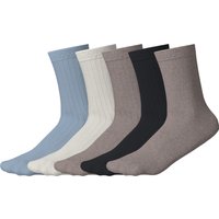 ESMARA® Damen Socken / Gerippte Socken, 5 Paar (blau/weiß/beige/schwarz, 35-38)