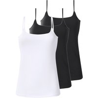 ESMARA® Damen Spaghettiträgerhemd, 3 Stück (Schwarz/weiß, L(44/46))
