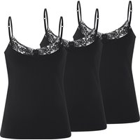 ESMARA® Damen Spaghettiträgerhemden, 3 Stück (Schwarz, L(44/46))