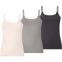 ESMARA® Damen Spaghettiträgerhemden, 3 Stück (Grau, M(40/42))