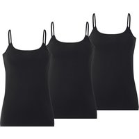 ESMARA® Damen Spaghettiträgerhemden, 3 Stück (Schwarz, L(44/46))