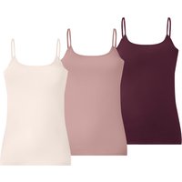 ESMARA® Damen Spaghettiträgerhemden, 3 Stück (Pink/Weiß, M(40/42))