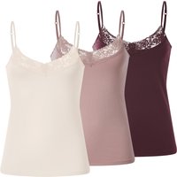 ESMARA® Damen Spaghettiträgerhemden, 3 Stück (rot/rosé, M(40/42))