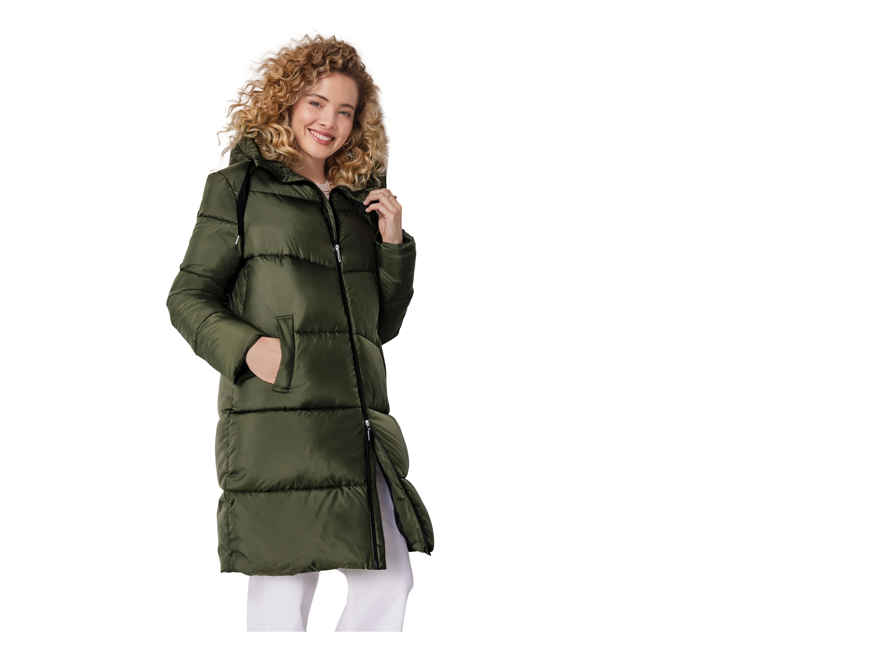 ESMARA® Damen Steppmantel (Olive, L(44/46)) – Bild 2 von 4