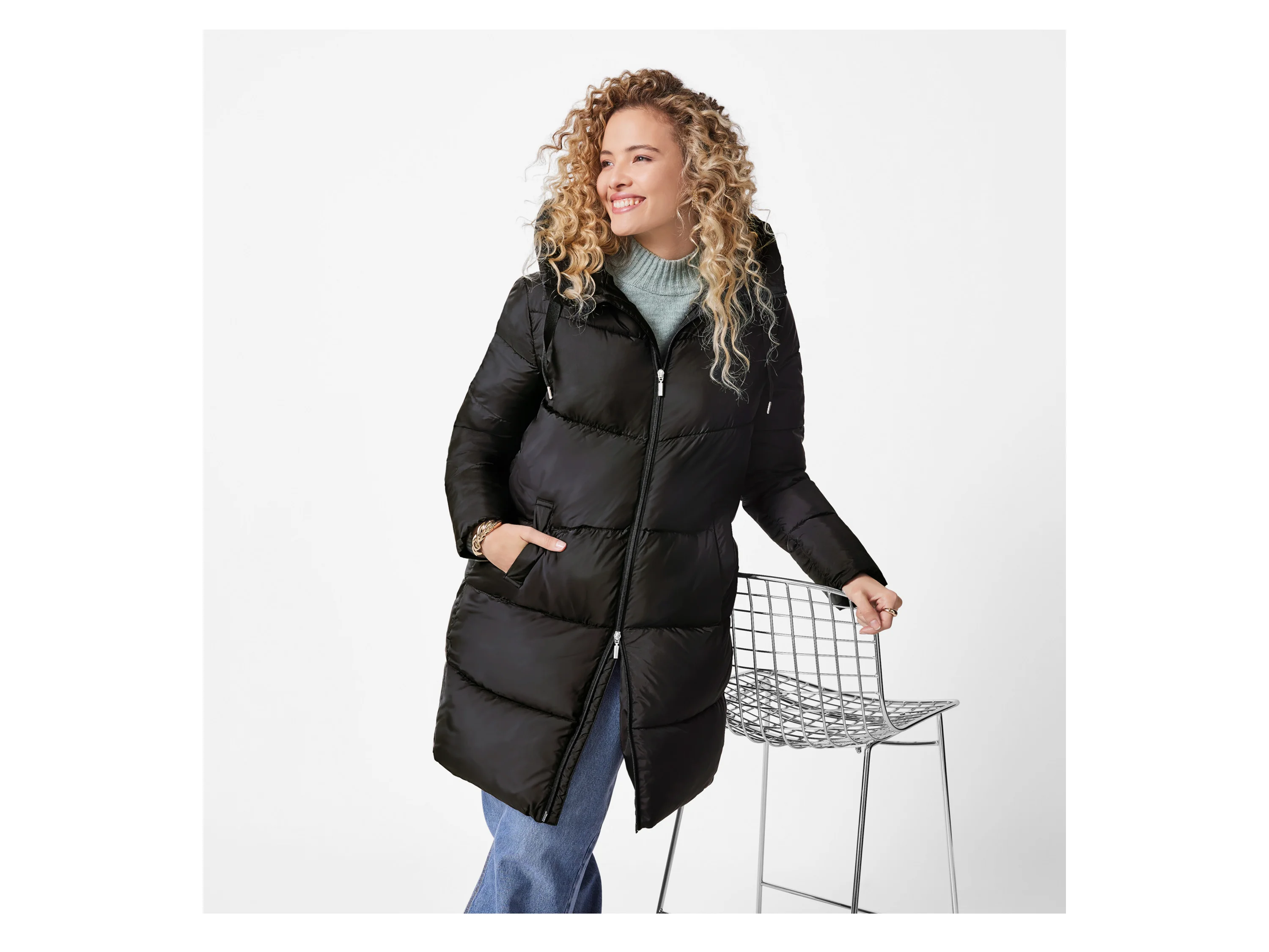 ESMARA® Damen Steppmantel (Schwarz, L(44/46)) – Bild 2 von 4