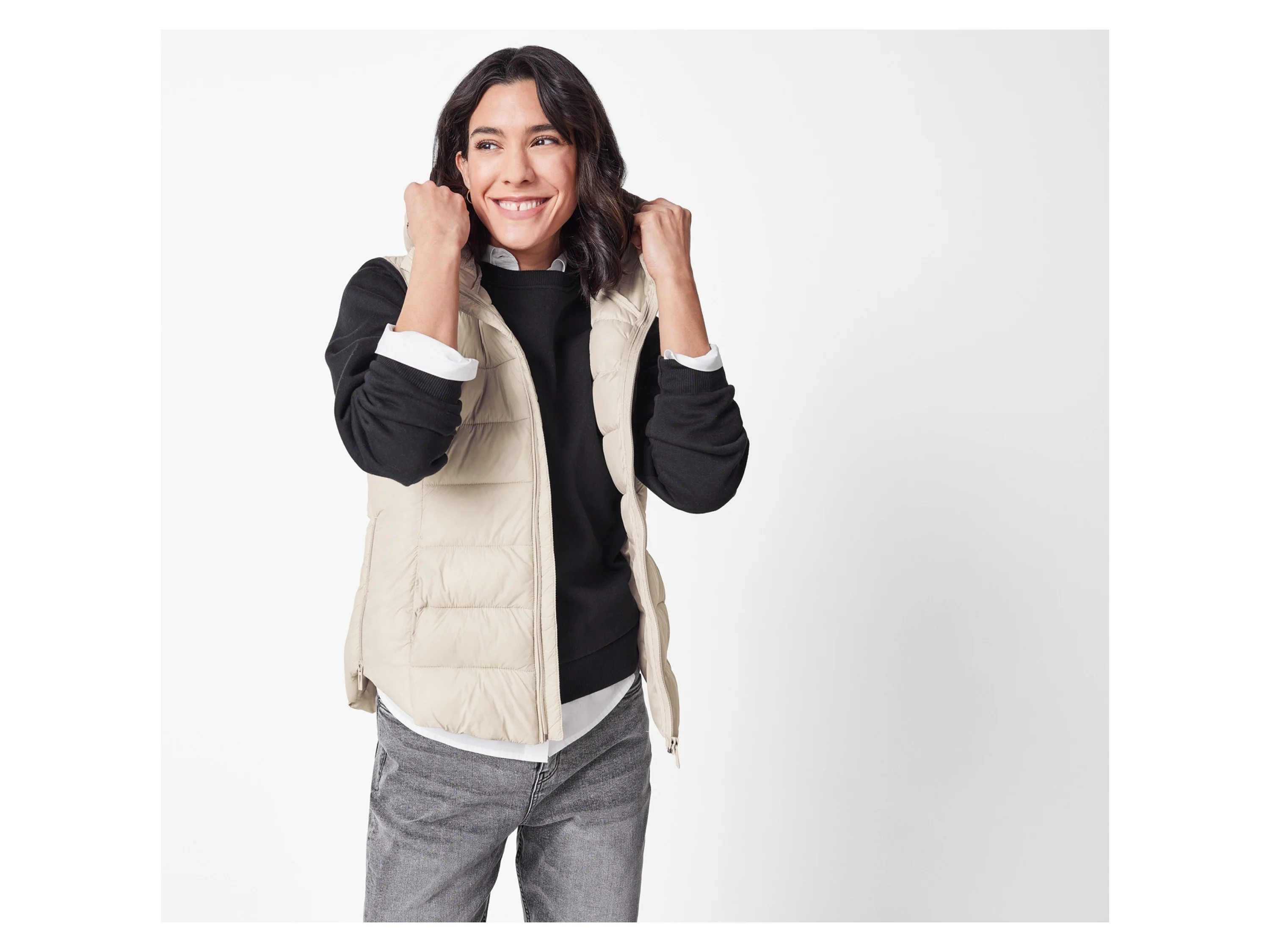 ESMARA® Damen Steppweste, wasserabweisendes Obermaterial (Beige, XS(32/34)) – Bild 2 von 4