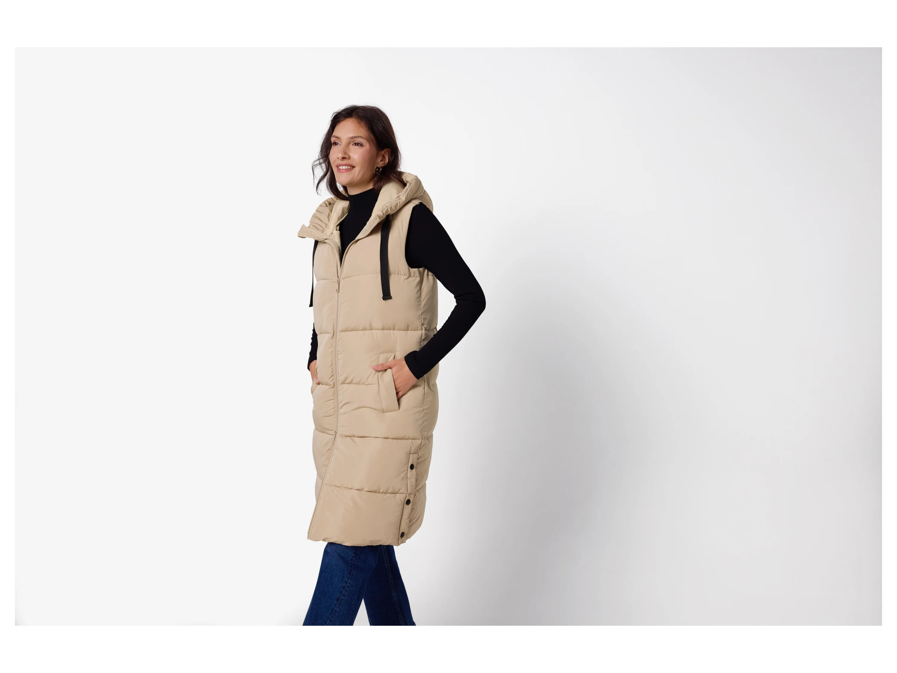ESMARA® Damen Steppweste lang (Beige, S(36/38)) – Bild 2 von 4