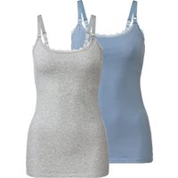 ESMARA® Damen Still Tops 2er (hellblau/mittelgrau, XS(32/34))