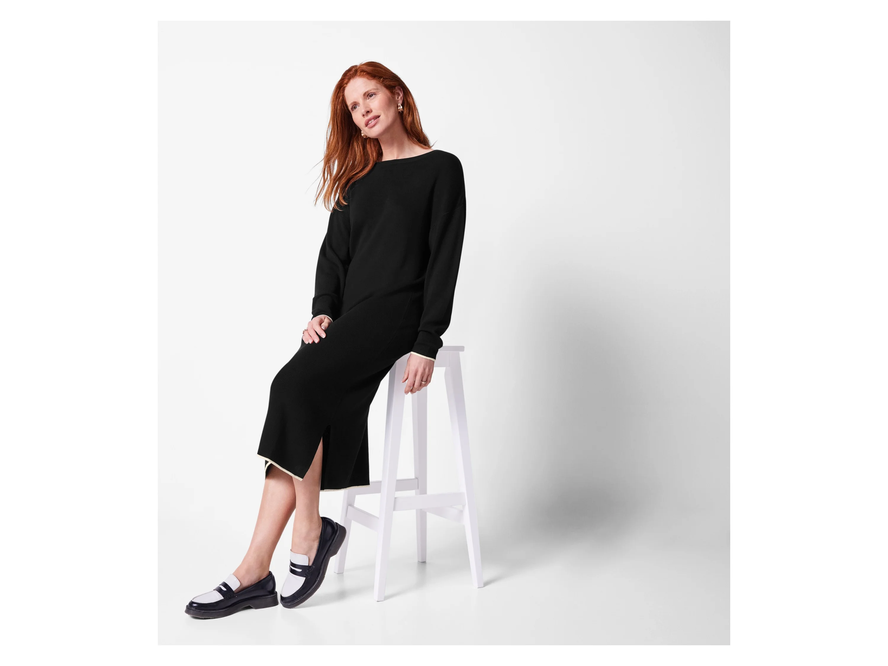 ESMARA® Damen Strickkleid, mit langen Ärmeln (Schwarz, S(36/38)) – Bild 2 von 4