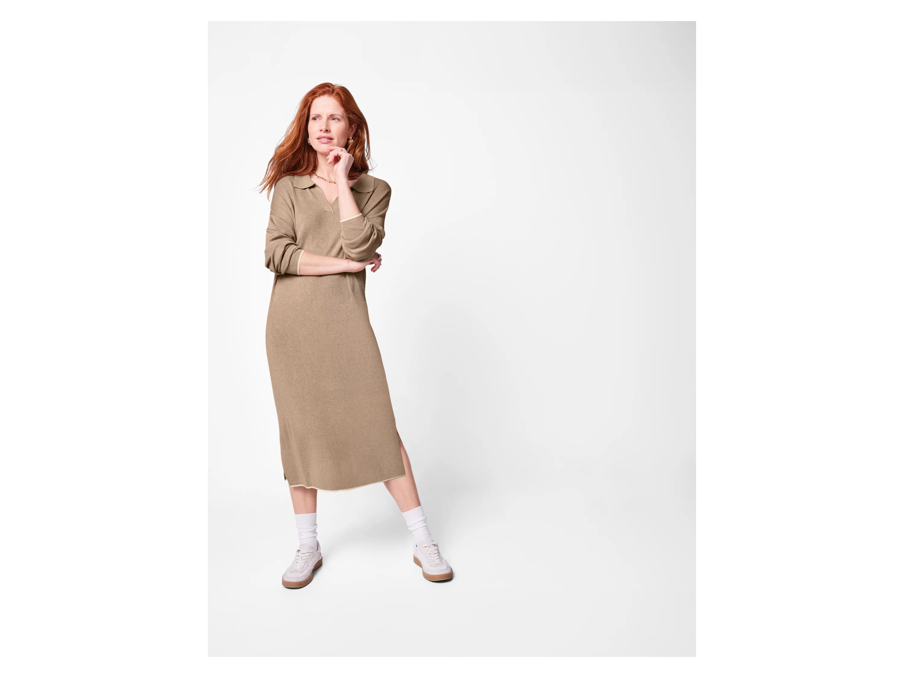 ESMARA® Damen Strickkleid, mit langen Ärmeln (Beige, S(36/38)) – Bild 2 von 4