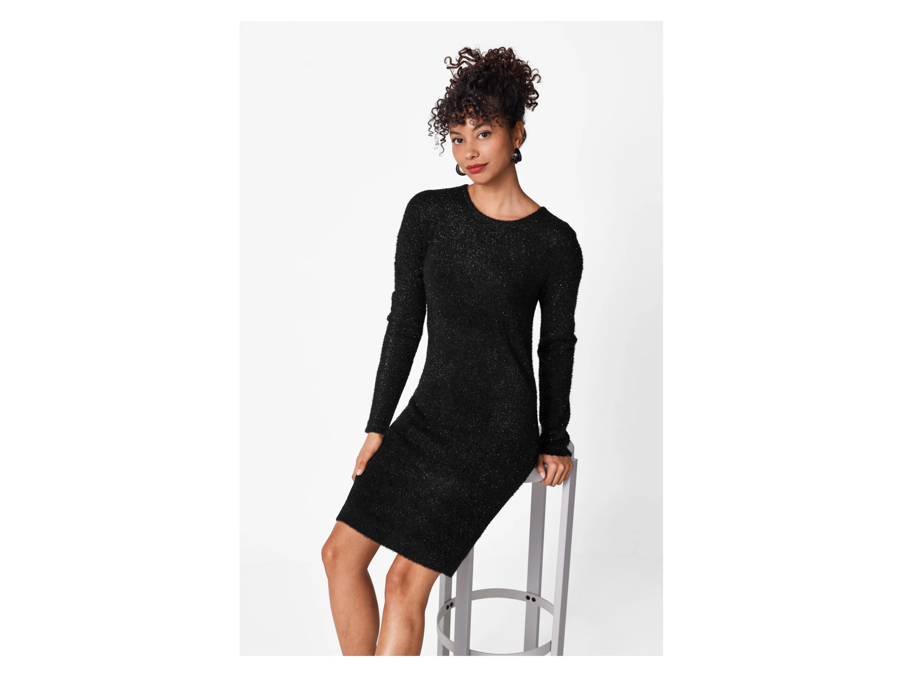 ESMARA® Damen Strickkleid Rippe (Schwarz, XS(32/34)) – Bild 2 von 4
