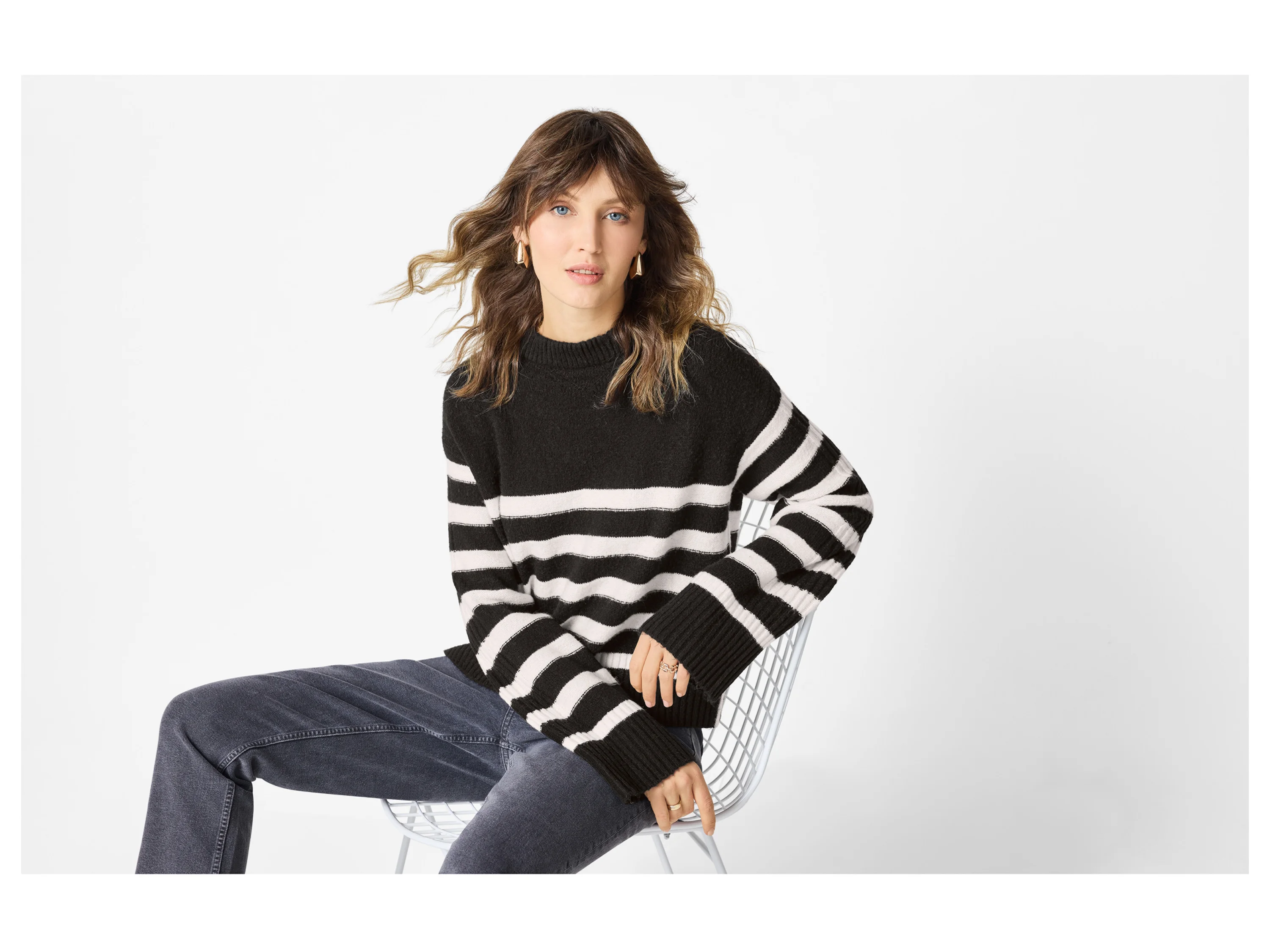 ESMARA® Damen Strickpullover (Schwarz/weiß, M(40/42)) – Bild 2 von 3