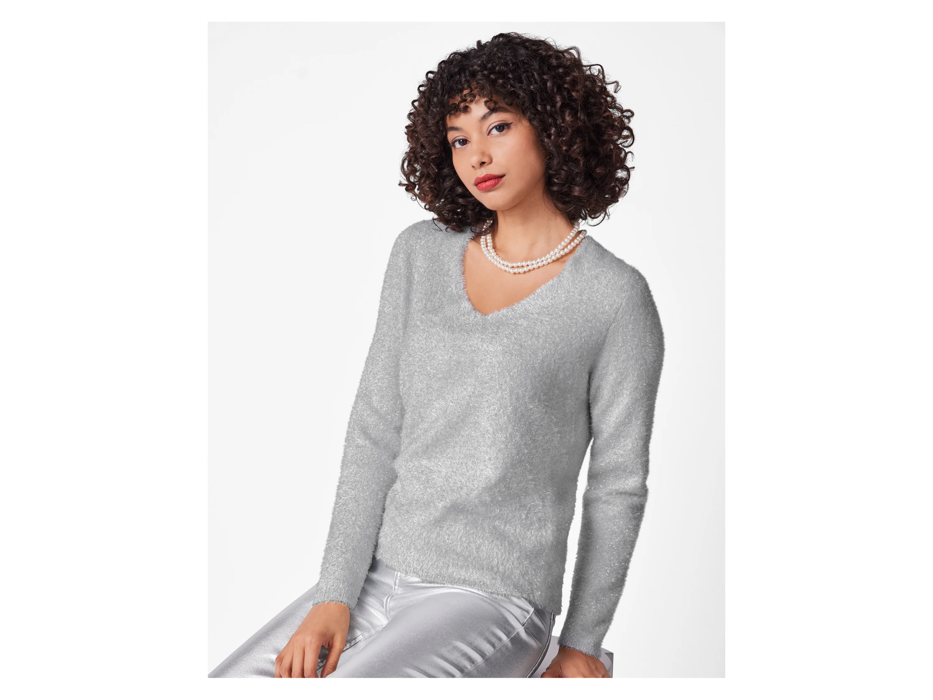 ESMARA® Damen Strickpullover (Silber, M(40/42)) – Bild 2 von 4