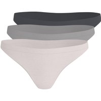 ESMARA® Damen Strings, 3 Stück, seamless (grau/pink, L(44/46))