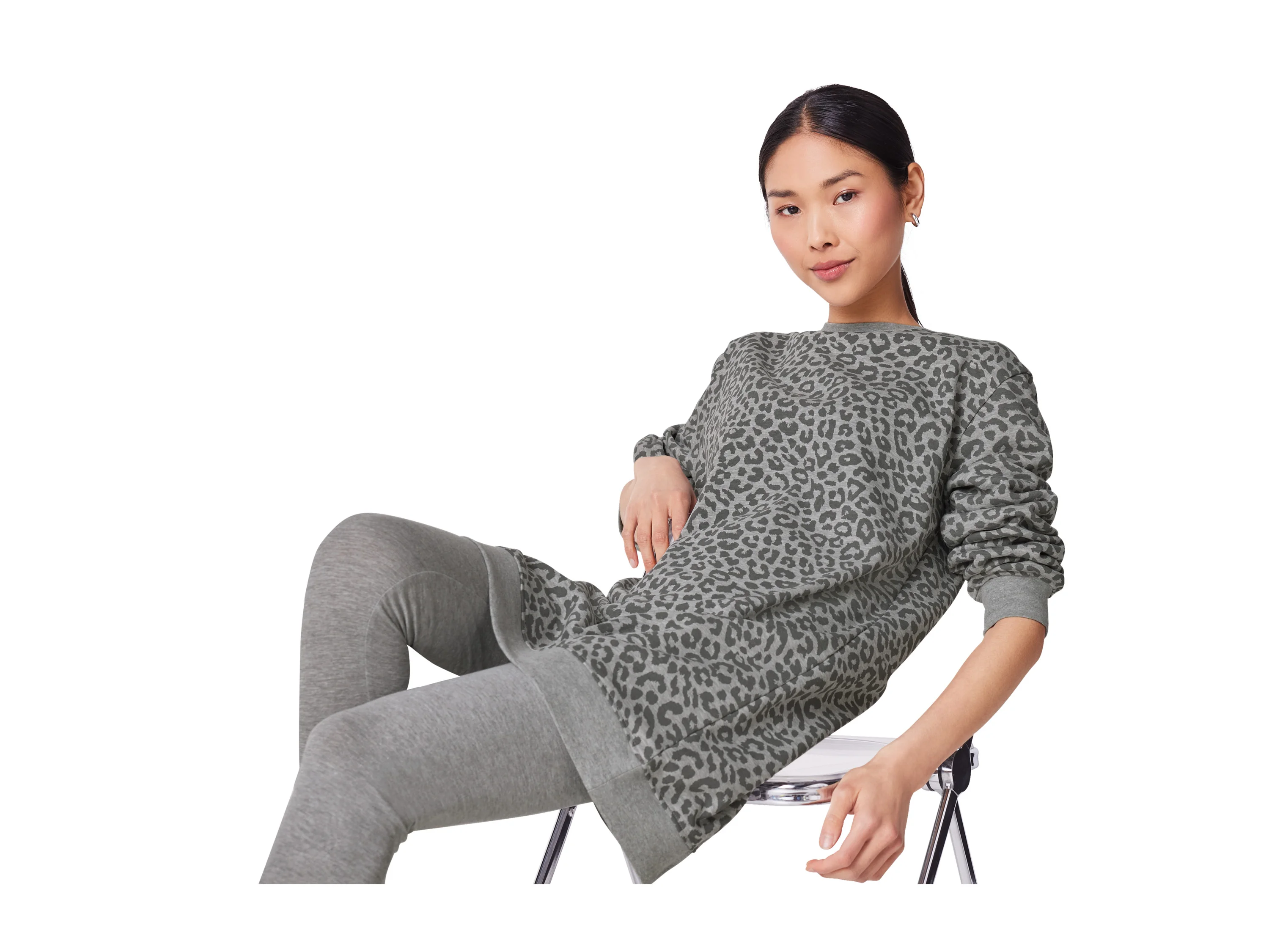 ESMARA® Damen Sweatkleid (Leo/grau, M(40/42)) – Bild 2 von 3