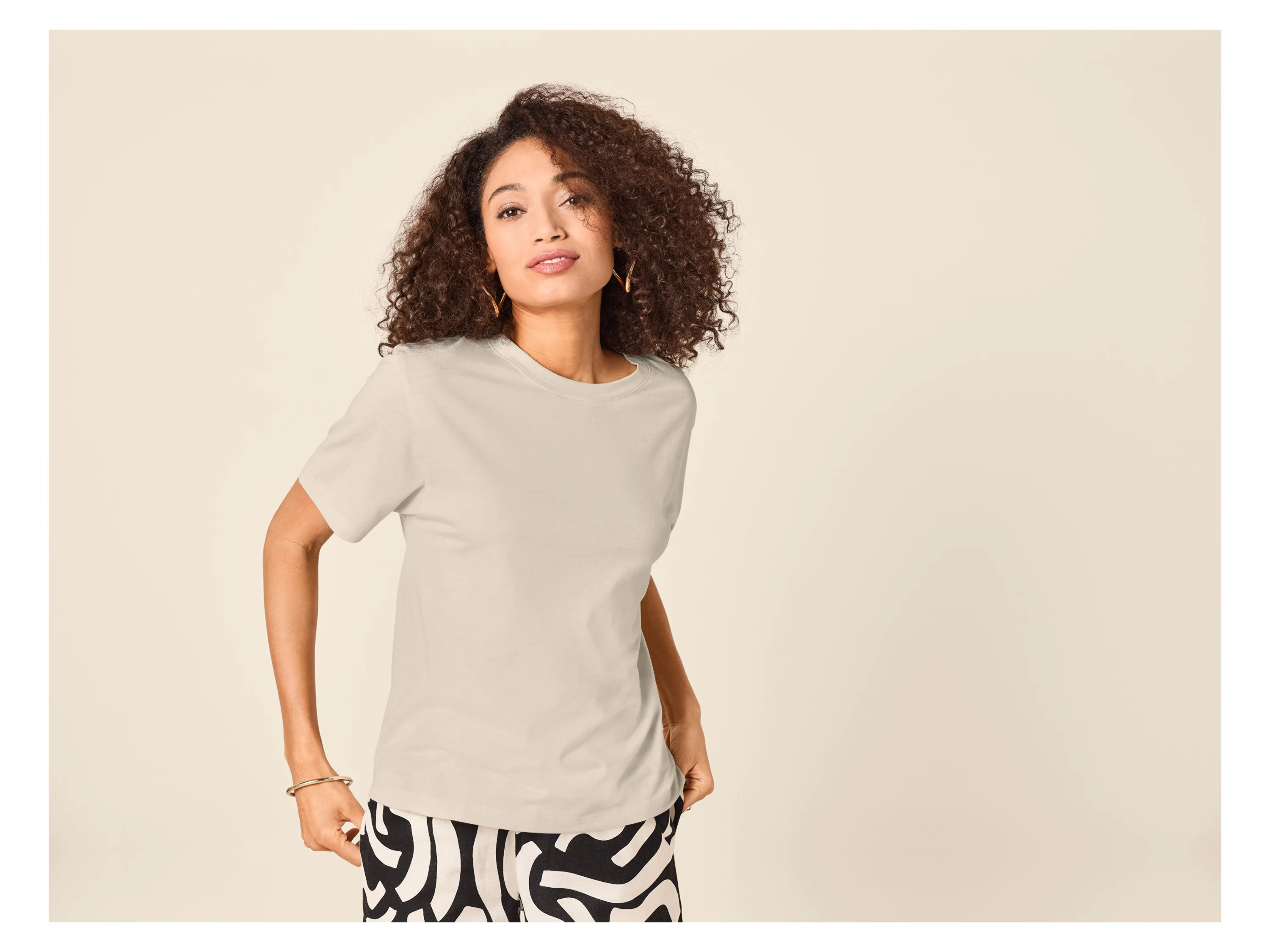 ESMARA® Damen T-Shirt (Beige, XS(32/34)) – Bild 2 von 3
